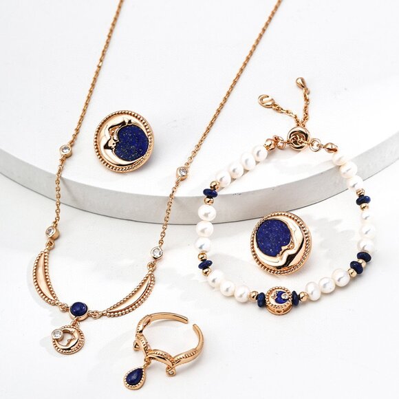 ✨ Artisan Original Lapis Lazuli Dangle Crown Ring | S925 Gold Adjustable - Picture 14 of 14